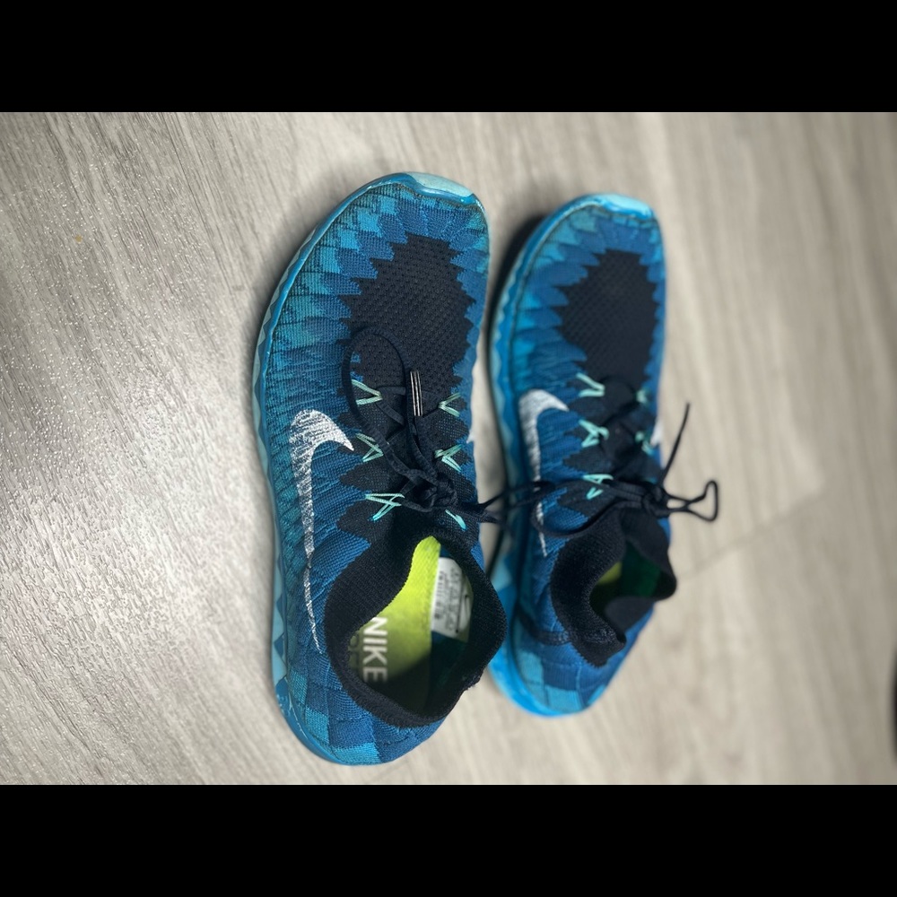 Nike Free 3.0 Flyknit Mens Shoes Dark Obsidian, Blue Glow 636232 400 Sz 8.5
